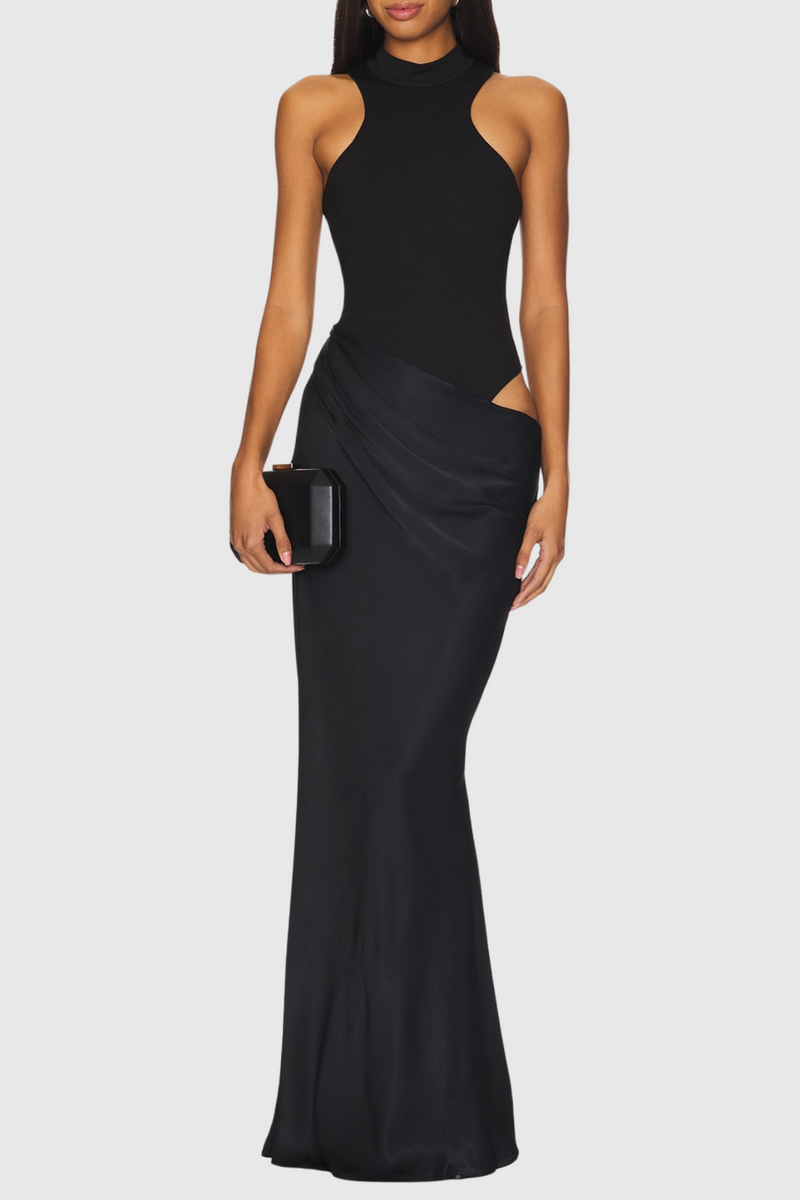 knee length dresses for ladies Asymmetric Cut-Out Maxi Dress with Draped Detail main image 0